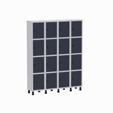 Imagem de Roupeiro Aço Light 4v 16 Portas Gr304/16 Cinza/Azul Delrei