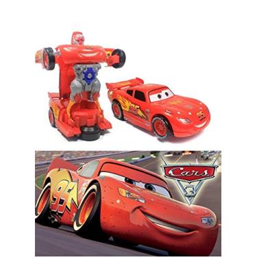 Imagem de brinquedo carro vira robo Relâmpago Mcqueen Bate Volta Vira Robô Luz E Som a pilhas dia das crianças presente