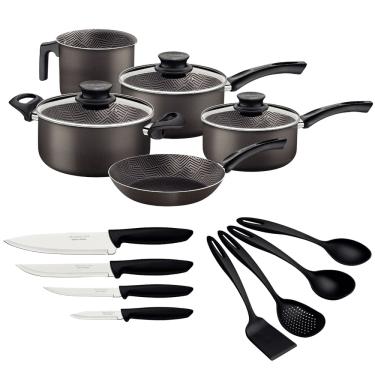 Imagem de Jogo de Panelas Paris Tramontina em Alumínio Antiaderente com Utensílios 13 peças Tramontina