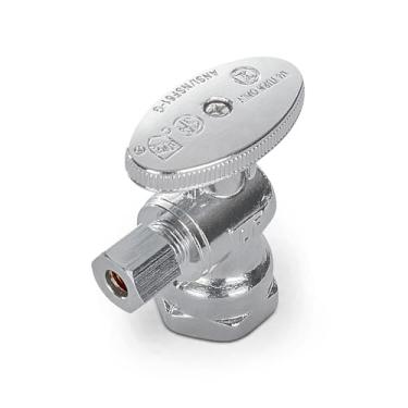 Imagem de MIDLINE VALVE 81114QS-OM Válvula de parada de abastecimento de água com roda de um quarto de volta; Design de uma peça; Desligamento angular para vaso sanitário, pia, máquina de lavar louça; 1,27 cm