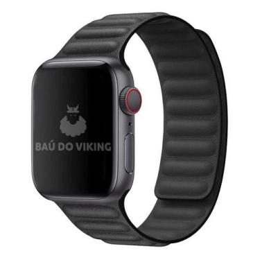 Imagem de Pulseira Couro Link Compatível com Apple Watch 38mm 40mm Preta - Baú d