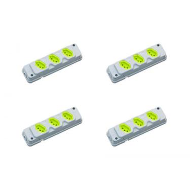 Imagem de Kit C/4 - Tomada Barra Fiolux 2P+T. 20A. Tripla Cinza/Verde