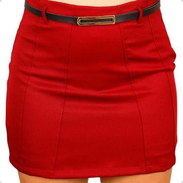 Imagem de Short Saia Feminino Alfaiataria Social Detalhe Prega Com Cinto Moda Ve