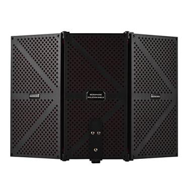 Imagem de Escudo de Isolamento de Microfone, Painéis Acústicos, Equipamento de Estúdio Grande, 3 Portas Dobráveis ​​e Portáteis para Gravação e Canto, Redução de Ruído Externo (Vermelho)