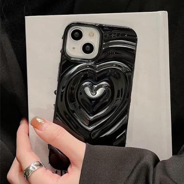 Imagem de Brilhante 3D plissado coração amoroso coração caixa de telefone para iPhone 15 11 12 13 14 Pro Max Candy Color Wave Shape Creative Soft Back Cover, S1, para iphone 12
