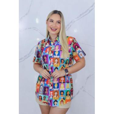 Imagem de Camisa Social Botão Divertida Unissex Princesas Disney - cs modas, Sli