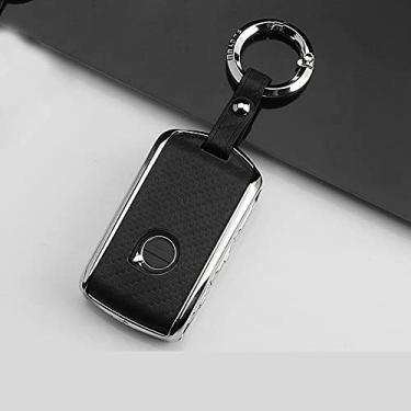 Imagem de CSHU Porta-chaves do carro Carcaça da chave do carro Porta-chaves com anel porta-chaves, adequado para Volvo XC40 XC60 S90 XC90 V90 2017 2018 T5T6 T8 2015 2016, Preto