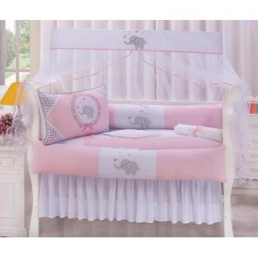 Imagem de kit de berço menina - maria enxovais, elefante rosa