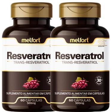 Imagem de Kit 2 x Resveratrol 500mg 120 Cápsulas - Suplemento Alimentar - Melfor