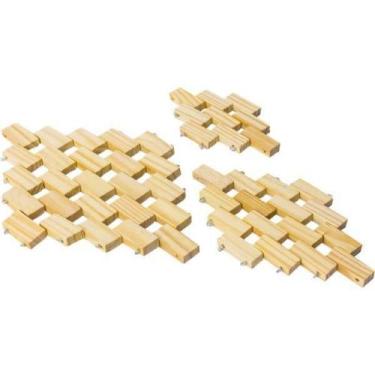 Imagem de Cj esteiras com 3pçs madeira - ALVES PLASTIC