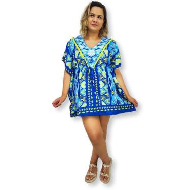 Imagem de Bata Kaftan Indiana Estampada Saída de Praia Plus Size N6383 - Sarat M