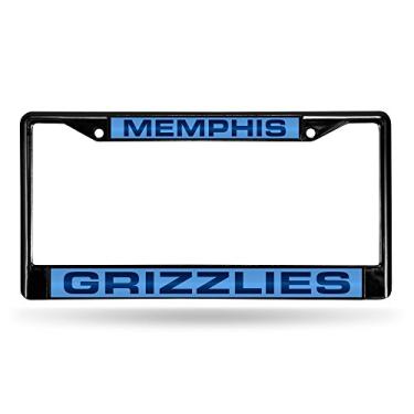 Imagem de NBA Rico Industries Moldura de placa de licença cromada padrão incrustada com corte a laser, Memphis Grizzlies