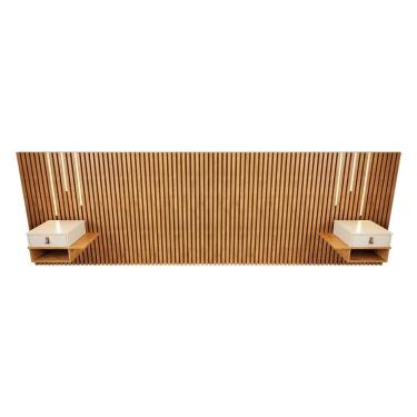 Imagem de Cabeceira Casal e Queen Ripada Manila 2 Mesas e Led