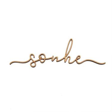 Imagem de Aplique Mdf Cru Lettering Sonhe C/ 4 Peças Artesanato Decoração - Meta