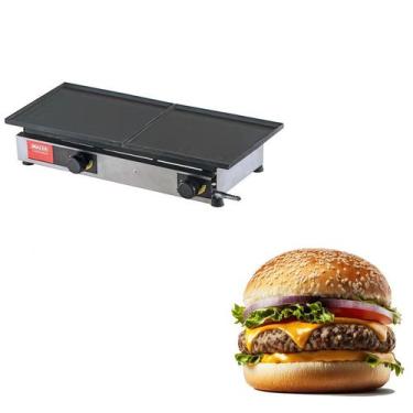 Imagem de Chapa Grill à Gás Sem Prensa Linha leve 2 Queimadores - Malta