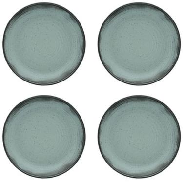 Imagem de Kit Jogo 4 Pratos Sobremesa Verde Moderno Pacífico Oxford 20 cm Cerâmi