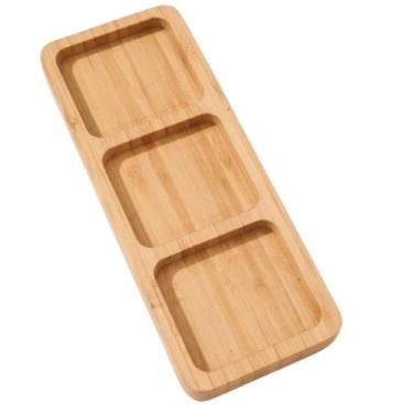 Imagem de Petisqueira de Bambu Retangular 3 Divisórias Bandeja 25cm - JW SHOP, M