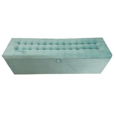 Imagem de Recamier puff baú para cama box queen size - 1,58cm - azul claro - NEG