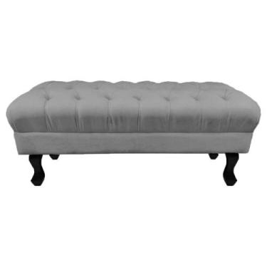 Imagem de Puff Calçadeira Retrô 1,20 Metro Luis Xv Capitonê Suede Cinza - DS Est