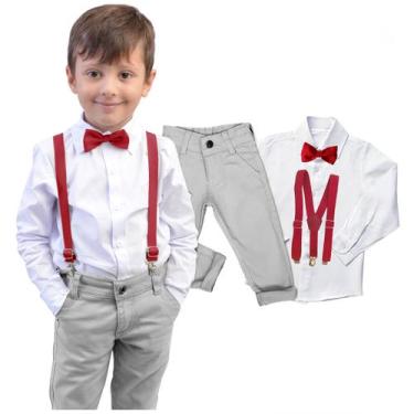 Imagem de Conjunto Social Cinza Manga Longa Calça Casamento Pajem Bebê - Migueli