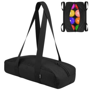 Imagem de Cosmos Conjuntos de bocha bolsa organizadora de armazenamento de bocha para guardar 8 bolas de bocha, bolsa sacola portátil para transportar equipamentos de jogo de bocha para quintal gramado praia