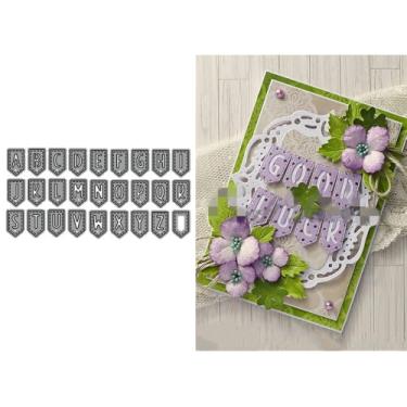 Imagem de XMZZMX 26 moldes de corte de metal de letras maiúsculas para fazer cartões, kit de moldes de corte de papel em relevo, suprimentos, conjuntos de estênceis de álbum de recortes de fotos faça você mesmo