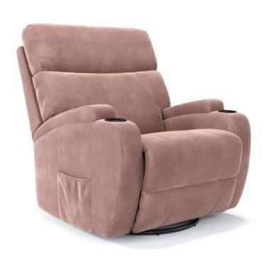 Imagem de Poltrona do Papai Reclinável Elétrica Massageadora em Suede - Modelo Imperial Damie (Rosa Nude)