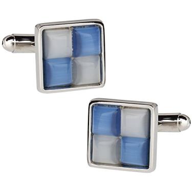 Imagem de Abotoaduras estilo gatinho azul e branco Cuff-Daddy