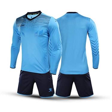 Imagem de KELME Camisa de goleiro acolchoada masculina e feminina, manga comprida, camiseta de goleiro de futebol juvenil, kit de uniforme de goleiro, azul, PP