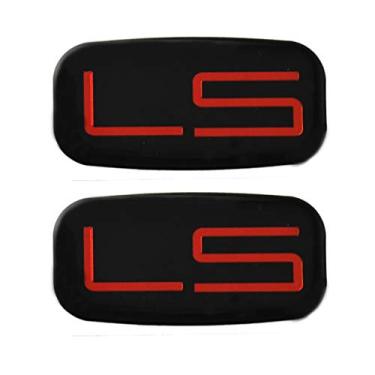 Imagem de 2 peças LS Emblema adesivo de carro 3D cabine quadriculada substituição para Chevrolet Silverado Tahoe Suburban (vermelho/preto)