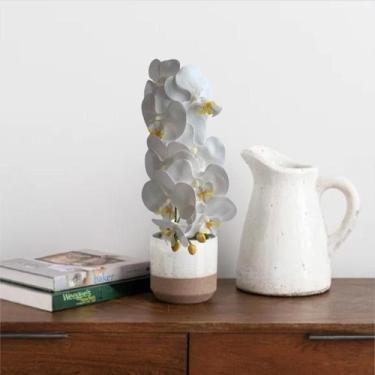 Imagem de 15 Orquídeas Branca Artificial em Haste - Decoração Floral para Lojas 