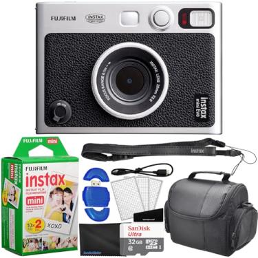 Imagem de Fujifilm Câmera instantânea híbrida Instax Mini EVO com 20 folhas de filme instantâneo Instax Mini, cartão de memória de 32 GB, leitor de cartão de memória USB, capa, pano de microfibra + protetor de