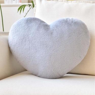 Imagem de Almofada de Coração XVTRU - Pelúcia Cinza de Pele de Coelho Sintética 