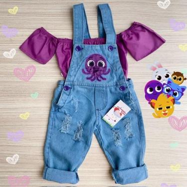 Imagem de Jardineira Macacão Jeans Bolofofos - Joaninha Baby, COM BLUSA, 06M A 1