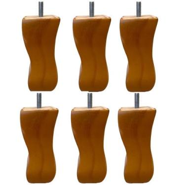 Imagem de Kit 06 Pés de Madeira Torneados Provençal V01 Luis Xv Mel 13 cm Móveis