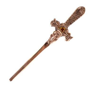Imagem de Athame Metal Cobre Envelhecido 15 cm Pedra Amarela Reforçado - Lua Mís