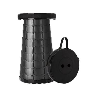 Imagem de Banco Banqueta Dobrável Telescópica Retrátil Regulável Com Alça Suporta 100kg (Preto)