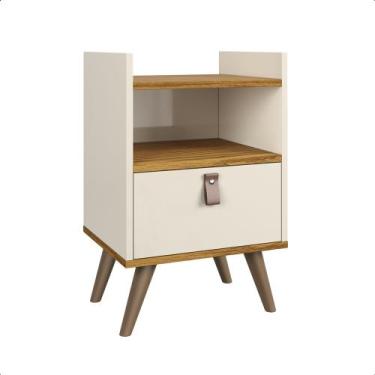 Imagem de Mesa De Cabeceira 2 em 1 Para Quarto Estilo Retro Com Pés e Suspensa F