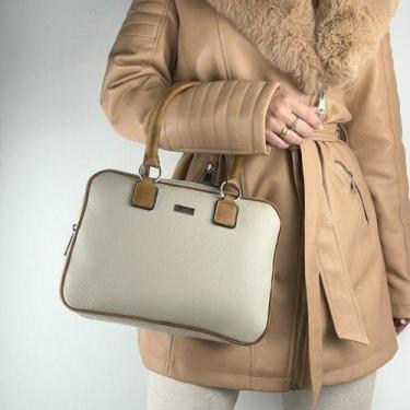 Imagem de Bolsa recuo em couro legítimo b.1007, Cru caramelo