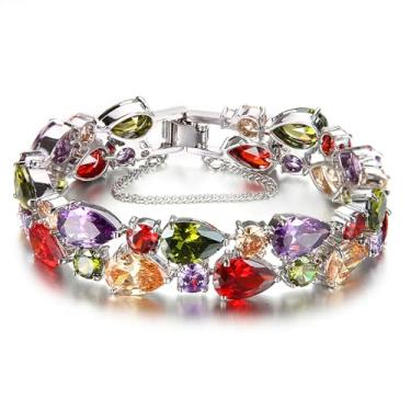 Imagem de Pulseiras femininas criadas com granada, ametista peridoto morganita, colar de pedras preciosas, brincos, anéis, conjuntos de joias hipoalergênicas, casamento para noivas, Cobre, Zircônia cúbica