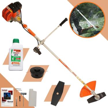 Imagem de Roçadeira Lateral a Gasolina VULCAN TRENT VR430-S Motor 2T 43cc 1,7HP Guidão Ergonômico c/ Faca 2P + Óleo Stihl Castrol