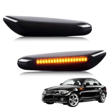 Imagem de GemPro Pacote com 2 luzes de seta de LED âmbar para BMW E90 E91 E92 E93 E46 E53 X3 E83 X 1 E84 E81 E82 E87 E88, lentes fumê estilo preto
