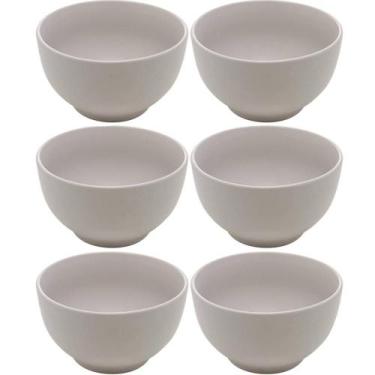 Imagem de 6 Tigelas 680ml Cumbucas Bowls de Cerâmica Lyor Bege Cronus Sobremesa 
