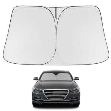 Imagem de Proadsy Protetor solar para para-brisa 2025 com ajuste personalizado 2015 2016 Hyundai Genesis protetor de para-sol frontal dobrável blocos de viseira de sol raios UV mantêm o refrigerador do carro
