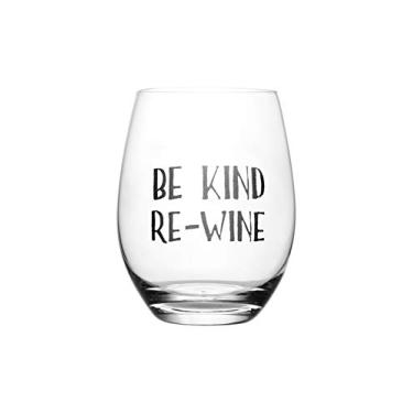 Imagem de Lushy Wino – Be Kind, Re-Wine – Cute, Novelty, Taça de vinho gravada sem haste 473 ml com frases engraçadas em caixa de presente