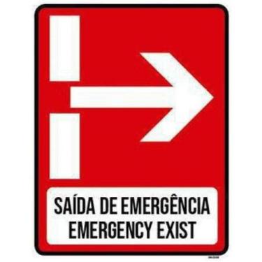 Imagem de Kit 5 Placas Saida De Emergência Emergency Exit - Sinalizo.Com