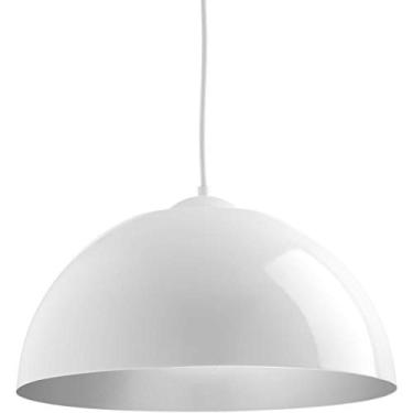 Imagem de Coleção Dome LED 1-Light White/Painted Silver Metal Shade Modern Pendant Light White
