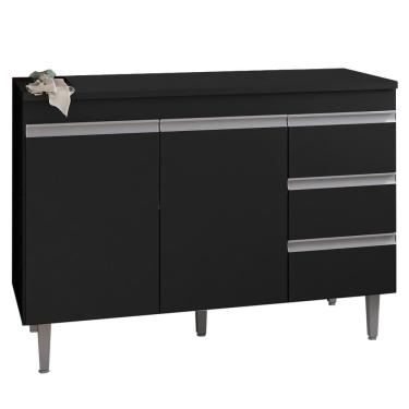 Imagem de Balcao Com Tampo 120 Cm 2 Portas Andreia Preto Reajl Preto