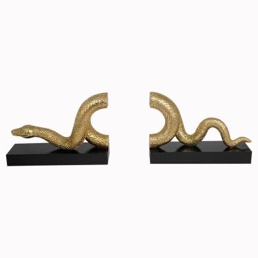 Imagem de Aparador De Livros Serpente Em Poliresina Dourado - D'rossi