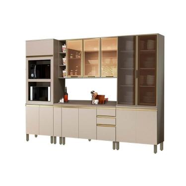 Imagem de Cozinha Completa Connect 8 Peças Kit MDF Branco com Tampo e 8 Módulos Planejados